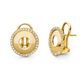 Gold earrings with diamonds in fishtail - setting
